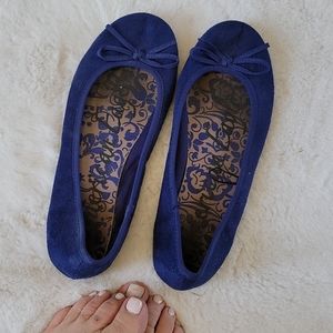 Well worn ballet flats shoes blue used
